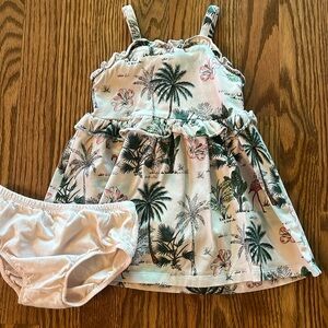Janie and Jack soft jersey Hawaiian flamingo dress with diaper cover